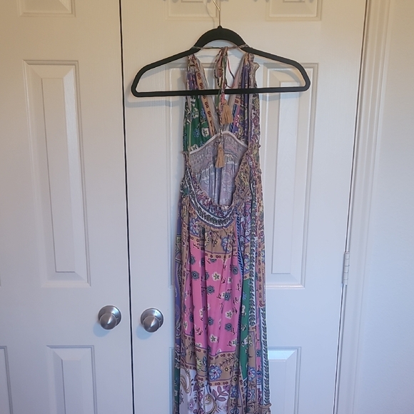 Anthropologie Green and Pink Maxi Dress - Picture 3 of 10